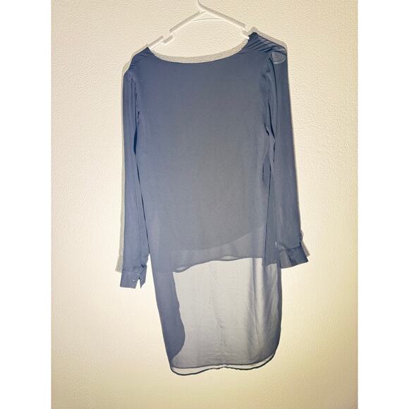 BLACK TAPE Sheer Black High-Low Long Sleeve Tunic Blouse | Size M - Picture 3 of 10